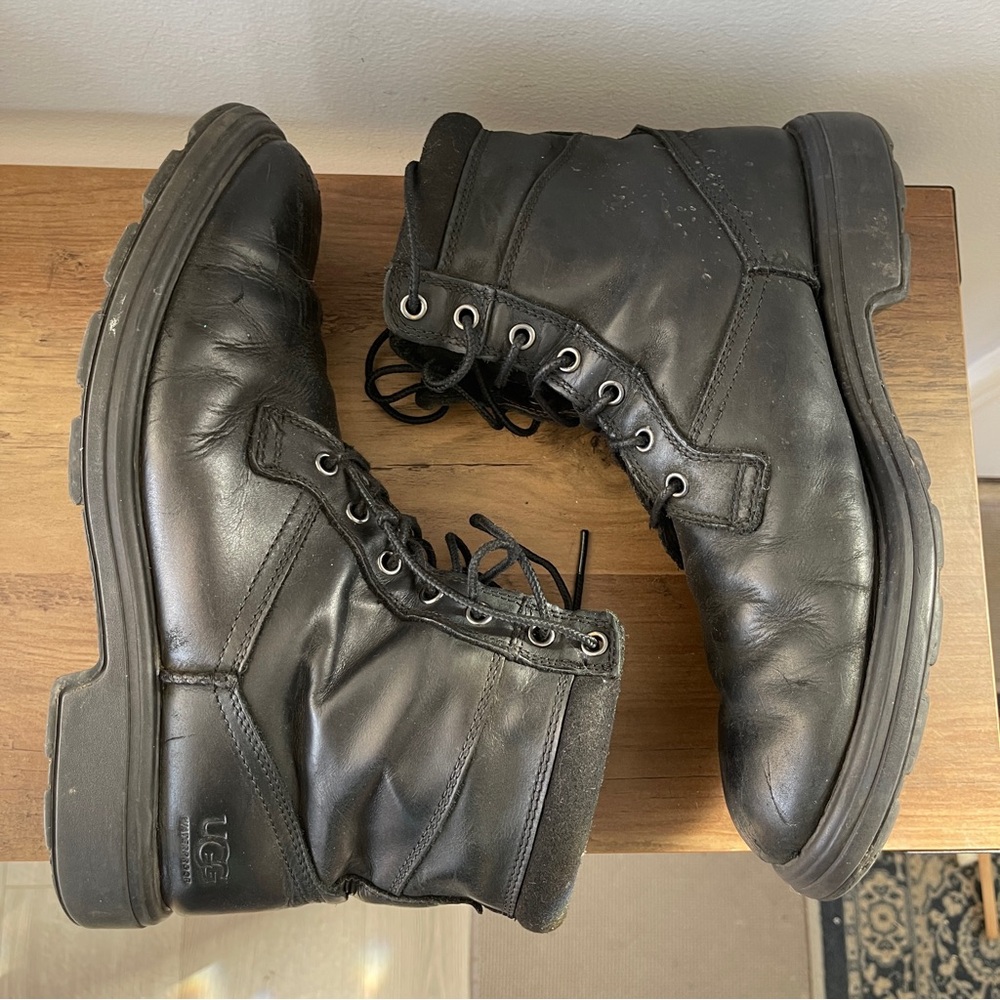 UGG Black Boots with Lace-Up Design. combat boots
